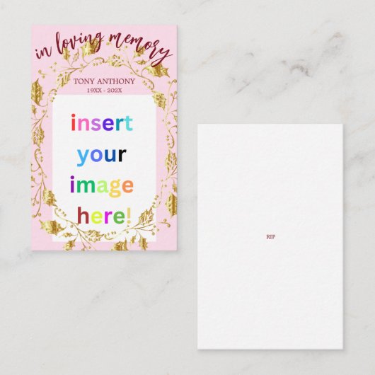 カスタマイズ可能なメモリアル葬儀祈りの言葉カード 名刺 (正面/裏面)