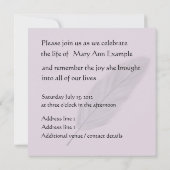 カスタマイズ可能なメモリアル/ウェイク/リビング葬儀 招待状 (裏面)