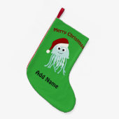 カスタマイズ可能なメリークリスマスのくらげ スモールクリスマスストッキング (正面 (吊り時))