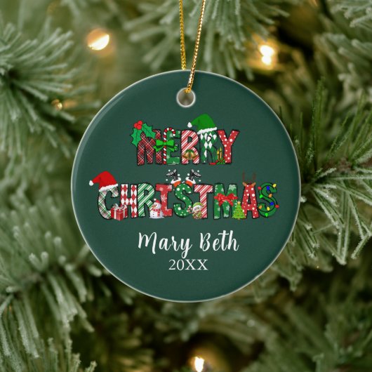 カスタマイズ可能なメリークリスマスオーナメント セラミックオーナメント (ツリー)