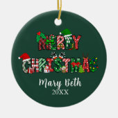 カスタマイズ可能なメリークリスマスオーナメント セラミックオーナメント (正面)
