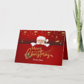 カスタマイズ可能なメリークリスマスサンタクロースを折り畳み シーズンカード (正面)