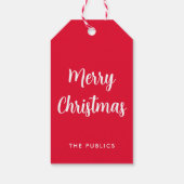 カスタマイズ可能なメリークリスマススクリプ赤と白ト ギフトタグ (裏面)