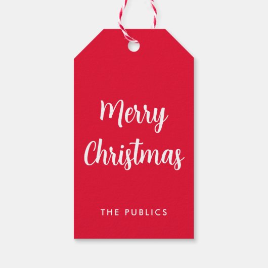 カスタマイズ可能なメリークリスマススクリプ赤と白ト ギフトタグ (裏面)