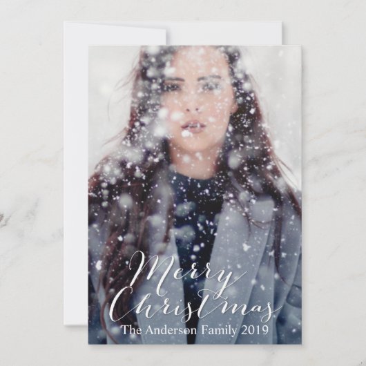 カスタマイズ可能なメリークリスマスタイポグラフィ シーズンカード (正面)