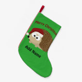 カスタマイズ可能なメリークリスマスハリネズミ スモールクリスマスストッキング (正面 (吊り時))