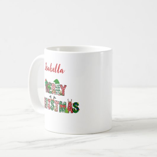 カスタマイズ可能なメリークリスマスマグ コーヒーマグカップ (正面左)