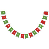 カスタマイズ可能なメリークリスマスレッドとグリーンバナー バンティングフラッグ (全)