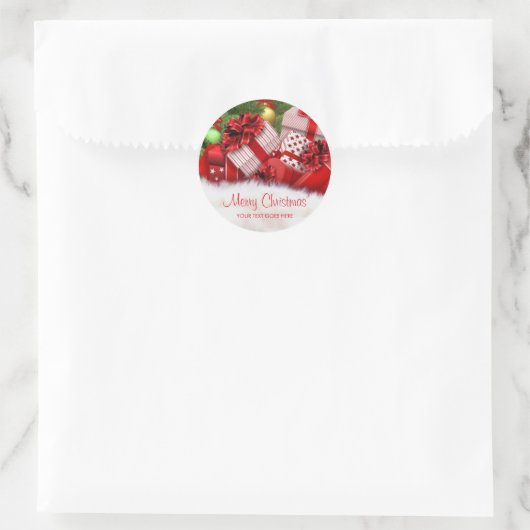 カスタマイズ可能なメリークリスマス文字ギフトテンプレート ラウンドシール (バッグ)