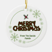 カスタマイズ可能なメリークリスマス セラミックオーナメント (正面)