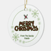 カスタマイズ可能なメリークリスマス セラミックオーナメント (左)