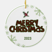 カスタマイズ可能なメリークリスマス セラミックオーナメント (裏面)