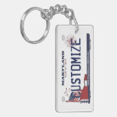 カスタマイズ可能なメリーランドの州のナンバープレートのkeychain キーホルダー (正面左)