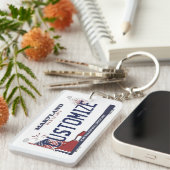 カスタマイズ可能なメリーランドの州のナンバープレートのkeychain キーホルダー (正面右)