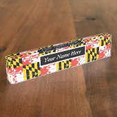 カスタマイズ可能なメリーランドフラグ デスクネームプレート (側面)