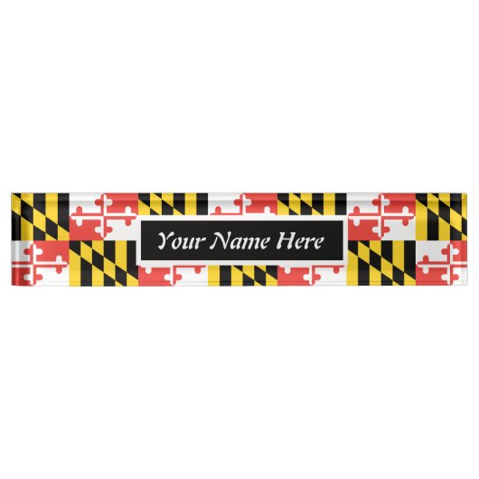 カスタマイズ可能なメリーランドフラグ デスクネームプレート (正面)