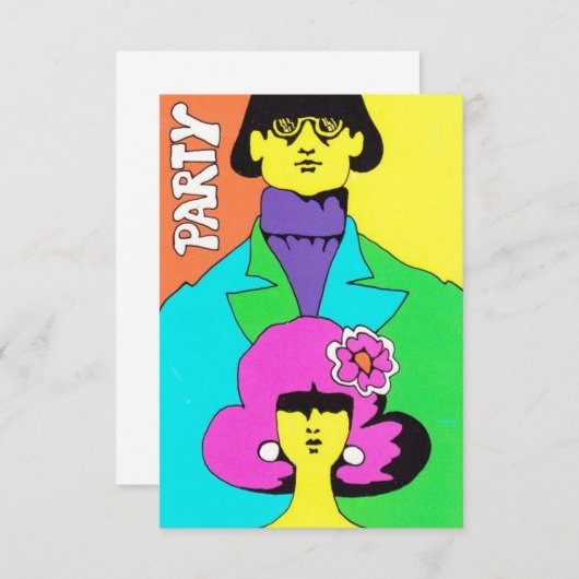 カスタマイズ可能なモダンでサイケデリックなパーティの招待状 招待状 (正面/裏面)