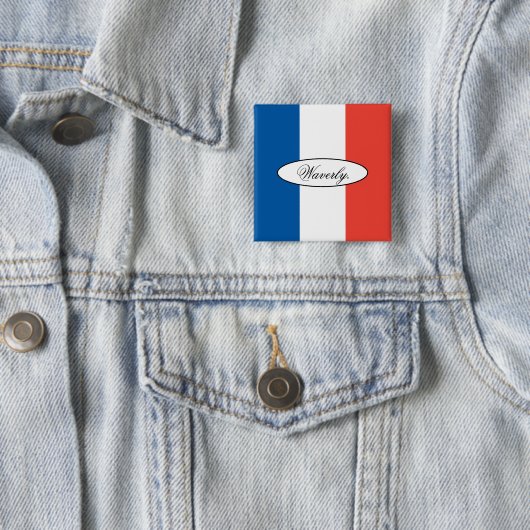 カスタマイズ可能なモダンなフランス国旗 名前入り 缶バッジ (インサイチュ)