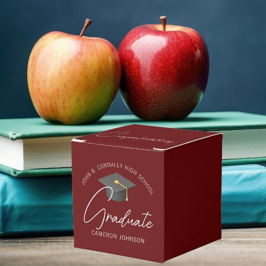 カスタマイズ可能なモダンブルゴーニュ卒業パーティー フェイバーボックス