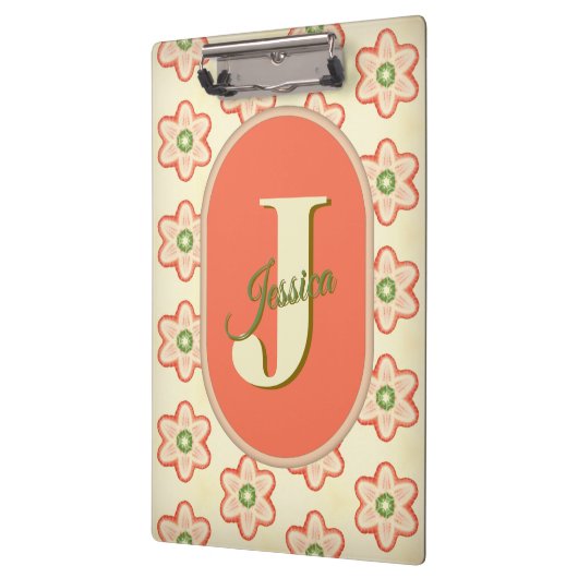 カスタマイズ可能なモダンレトロモノグラムのクリップボード クリップボード (左)