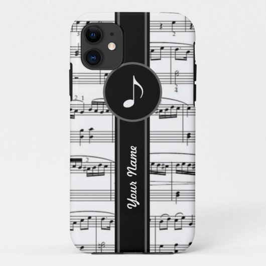 カスタマイズ可能なモノクロの音符 Case-Mate iPhoneケース (裏面)