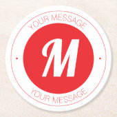 カスタマイズ可能なモノグラムおよび円形文字テンプレート ラウンドペーパーコースター (正面)