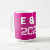 「カスタマイズ可能なモノグラムと年 コーヒーマグカップ (正面左)