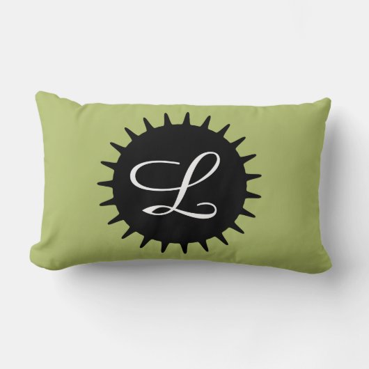 カスタマイズ可能なモノグラムのなセージグリーン ランバークッション (正面)