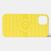 カスタマイズ可能なモノグラムの明るい黄色の3Dキューブ Case-Mate iPhoneケース (裏面 (横))