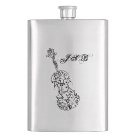 カスタマイズ可能なモノグラムを引出すバイオリンの黒いライン フラスク