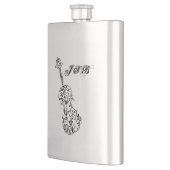 カスタマイズ可能なモノグラムを引出すバイオリンの黒いライン フラスク (左)