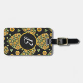 カスタマイズ可能なモノグラムを持つ黄色のひまわり ラゲッジタグ (正面横)