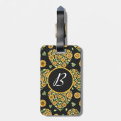 カスタマイズ可能なモノグラムを持つ黄色のひまわり ラゲッジタグ (裏面縦)