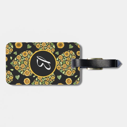 カスタマイズ可能なモノグラムを持つ黄色のひまわり ラゲッジタグ (裏面横)