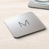 カスタマイズ可能なモノグラムイニシャルテンプレート金ゴールド銀 コースター (左側)