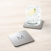 カスタマイズ可能なモノグラムイニシャルテンプレート金ゴールド銀 コースター (右側)