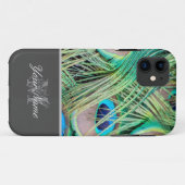 カスタマイズ可能なモノグラムカラフル孔雀の羽！ Case-Mate iPhoneケース (裏面(横))