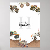 カスタマイズ可能なモノグラム名モンスタートラックポスター ポスター (正面)