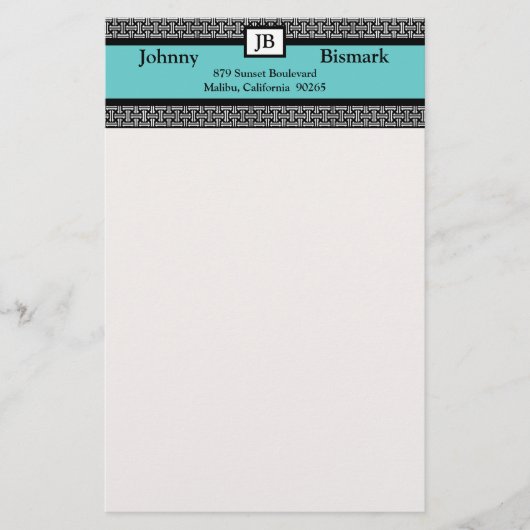 カスタマイズ可能なモノグラム固定式 便箋 (正面)