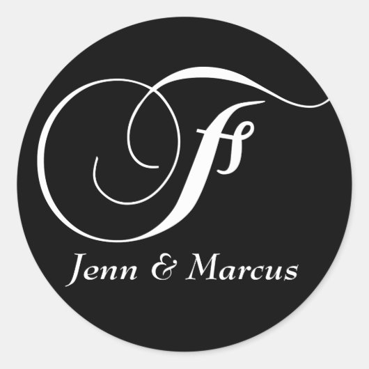 カスタマイズ可能なモノグラム結婚Fのステッカー ラウンドシール (正面)