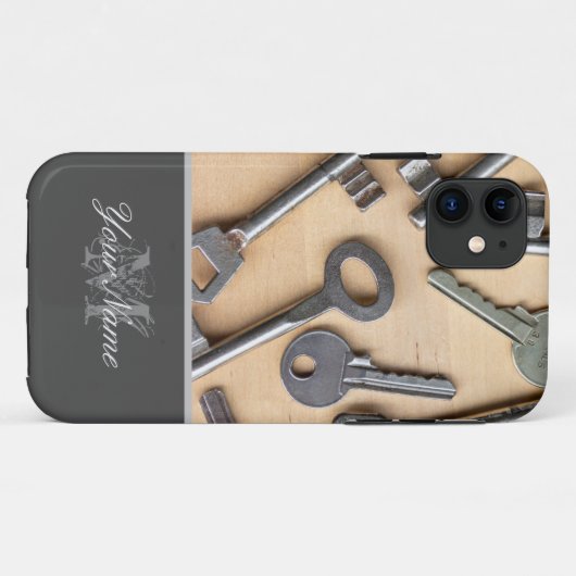 カスタマイズ可能なモノグラム違う鍵! Case-Mate iPhoneケース (裏面(横))