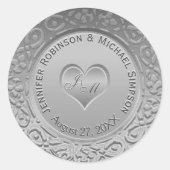 カスタマイズ可能なモノグラム銀箔結婚の外観 ラウンドシール (正面)