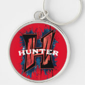 カスタマイズ可能なモノグラム「H」:グラフィティ絵を描スプレー キーホルダー (正面)