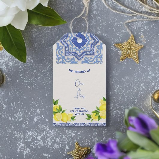 カスタマイズ可能なモロッコイタリアン/青のタイルの贈り物ラベル ギフトタグ