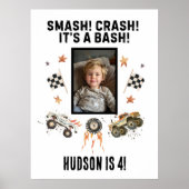 カスタマイズ可能なモンスタートラックボーイズ誕生日写真 ポスター (正面)