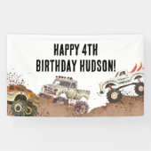 カスタマイズ可能なモンスタートラックボーイズ誕生日 横断幕 (横)