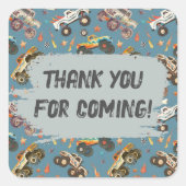 カスタマイズ可能なモンスタートラックレース誕生日パーティー スクエアシール (正面)