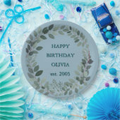 カスタマイズ可能なユーカリ水彩葉パステルブルー ペーパープレート (パーティー)