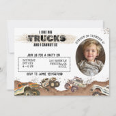 カスタマイズ可能なユーモアたっぷりの写真モンスタートラック誕生日 招待状 (正面)