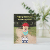 カスタマイズ可能なユーモアたっぷりの犬の新年の抱負 シーズンポストカード (スタンド正面)